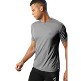 Generic Men's Casual Half sleeve Solid Polyester Crew Neck T-shirt (Grey)