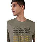 Generic Men's Casual Half sleeve Printed Cotton Crew Neck T-shirt (Olive)