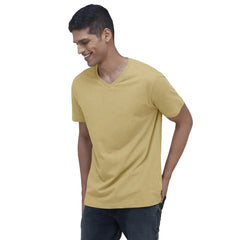 Generic Men's Casual Half sleeve Solid Cotton V Neck T-shirt (Sand)
