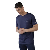 Generic Men's Casual Half sleeve Solid Polyester Crew Neck T-shirt (Navy)