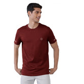 Generic Men's Casual Half sleeve Solid Polyester Crew Neck T-shirt (Maroon)