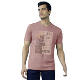 Generic Men's Casual Half sleeve Digital Printed Cotton Crew Neck T-shirt (Coral)