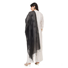 Generic Women's Cotton Embroidered Dupatta (Black, Length: 2.25 to 2.50 Mtr)