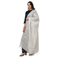 Generic Women's Chanderi Solid Dupatta (White, Length: 2.25 to 2.50 Mtr)