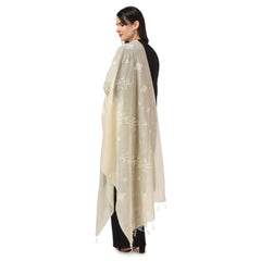 Generic Women's Cotton Embroidered Dupatta (Off-White, Length: 2.25 to 2.50 Mtr)