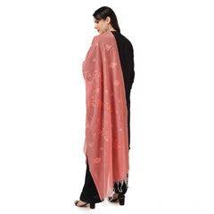 Generic Women's Cotton Embroidered Dupatta (Peach, Length: 2.25 to 2.50 Mtr)