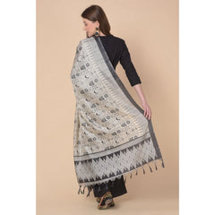 Generic Women's Art Silk Printed Dupatta (Black, Length: 2.25 to 2.50 Mtr)