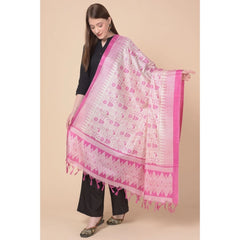 Generic Women's Art Silk Printed Dupatta (Pink, Length: 2.25 to 2.50 Mtr)