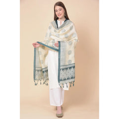 Generic Women's Art Silk Printed Dupatta (Grey, Length: 2.25 to 2.50 Mtr)
