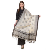 Generic Women's Art Silk Printed Dupatta (Black, Length: 2.25 to 2.50 Mtr)
