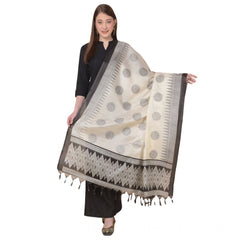 Generic Women's Art Silk Printed Dupatta (Black, Length: 2.25 to 2.50 Mtr)