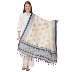 Generic Women's Art Silk Printed Dupatta (Blue, Length: 2.25 to 2.50 Mtr)