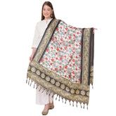 Generic Women's Art Silk Printed Dupatta (Black, Length: 2.25 to 2.50 Mtr)