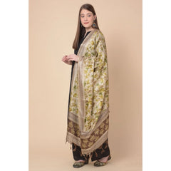 Generic Women's Art Silk Printed Dupatta (Gold, Length: 2.25 to 2.50 Mtr)