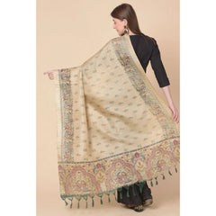 Generic Women's Art Silk Printed Dupatta (Gold, Length: 2.25 to 2.50 Mtr)