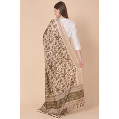 Generic Women's Art Silk Printed Dupatta (Gold, Length: 2.25 to 2.50 Mtr)