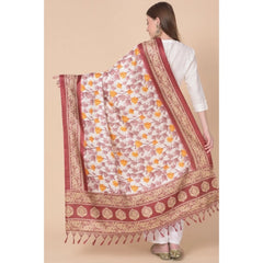 Generic Women's Art Silk Printed Dupatta (Maroon, Length: 2.25 to 2.50 Mtr)