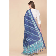 Generic Women's Art Silk Printed Dupatta (Blue, Length: 2.25 to 2.50 Mtr)