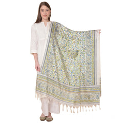 Generic Women's Art Silk Printed Dupatta (Grey, Length: 2.25 to 2.50 Mtr)