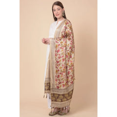 Generic Women's Art Silk Printed Dupatta (Gold, Length: 2.25 to 2.50 Mtr)