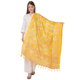 Generic Women's Art Silk Printed Dupatta (Yellow, Length: 2.25 to 2.50 Mtr)