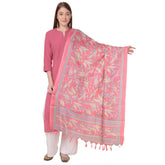 Generic Women's Art Silk Printed Dupatta (Pink, Length: 2.25 to 2.50 Mtr)