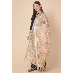Generic Women's Art Silk Printed Dupatta (White, Length: 2.25 to 2.50 Mtr)