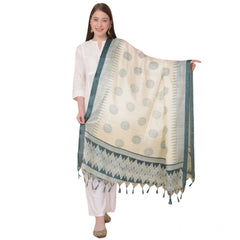 Generic Women's Art Silk Printed Dupatta (Grey, Length: 2.25 to 2.50 Mtr)