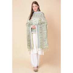 Generic Women's Art Silk Printed Dupatta (Off White, Length: 2.25 to 2.50 Mtr)