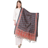 Generic Women's Art Silk Printed Dupatta (Black, Length: 2.25 to 2.50 Mtr)