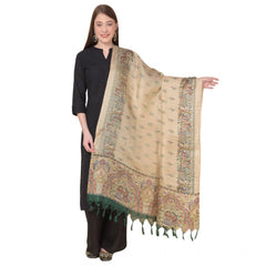 Generic Women's Art Silk Printed Dupatta (Gold, Length: 2.25 to 2.50 Mtr)