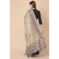 Generic Women's Art Silk Printed Dupatta (Gold, Length: 2.25 to 2.50 Mtr)