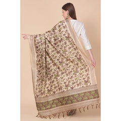 Generic Women's Art Silk Printed Dupatta (Gold, Length: 2.25 to 2.50 Mtr)