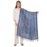 Generic Women's Art Silk Printed Dupatta (Blue, Length: 2.25 to 2.50 Mtr)