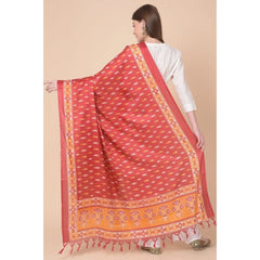 Generic Women's Art Silk Printed Dupatta (Red, Length: 2.25 to 2.50 Mtr)