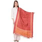 Generic Women's Art Silk Printed Dupatta (Red, Length: 2.25 to 2.50 Mtr)