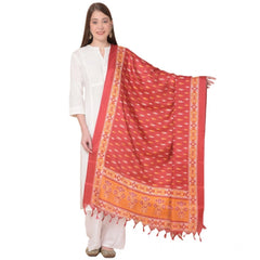 Generic Women's Art Silk Printed Dupatta (Red, Length: 2.25 to 2.50 Mtr)