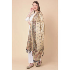 Generic Women's Art Silk Printed Dupatta (Gold, Length: 2.25 to 2.50 Mtr)