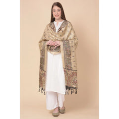 Generic Women's Art Silk Printed Dupatta (Gold, Length: 2.25 to 2.50 Mtr)