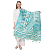 Generic Women's Art Silk Printed Dupatta (Turquoise, Length: 2.25 to 2.50 Mtr)