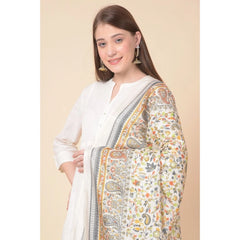 Generic Women's Art Silk Printed Dupatta (White, Length: 2.25 to 2.50 Mtr)