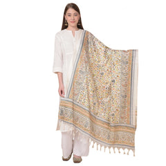 Generic Women's Art Silk Printed Dupatta (White, Length: 2.25 to 2.50 Mtr)
