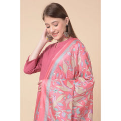 Generic Women's Art Silk Printed Dupatta (Pink, Length: 2.25 to 2.50 Mtr)