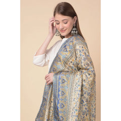 Generic Women's Art Silk Printed Dupatta (Grey, Length: 2.25 to 2.50 Mtr)