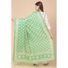 Generic Women's Art Silk Printed Dupatta (Light Green, Length: 2.25 to 2.50 Mtr)