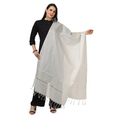 Generic Women's Chanderi Solid Dupatta (White, Length: 2.25 to 2.50 Mtr)