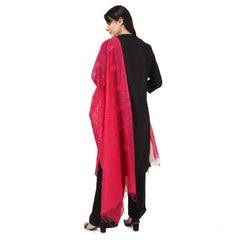 Generic Women's Cotton Embroidered Dupatta (Maroon, Length: 2.25 to 2.50 Mtr)