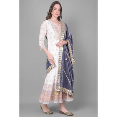 Generic Women's Velvet Gotta Patti Dupatta (Grey, Length: 2.25 to 2.50 Mtr)