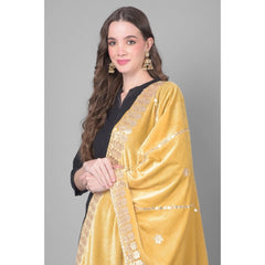 Generic Women's Velvet Gotta Patti Dupatta (Gold, Length: 2.25 to 2.50 Mtr)