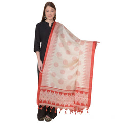 Generic Women's Art Silk Printed Dupatta (Red, Length: 2.25 to 2.50 Mtr)